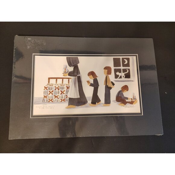 Vintage Diane Graebner Print, Close Your Books, Time for Bed Amish, Signed COA - Picture 2 of 6
